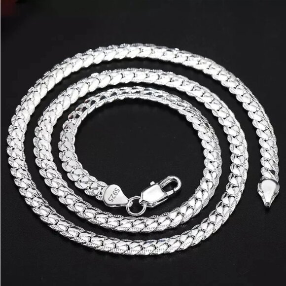 Jewelry - S925 Sterling Silver 45cm 5MM Full Sideways Chain Necklace